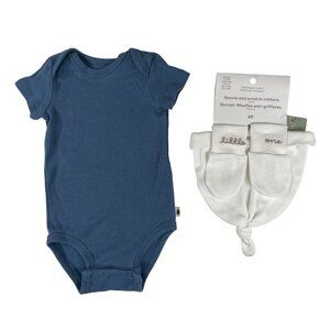 Huggies Organic Cotton Baby Bodysuit + H&M Little One Beanie Scratch Mittens 3M